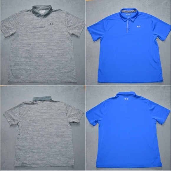 Lot of 2 Under Armour Men's Size 2XL‎ Loose Heat Gear Golf Shirt Short Sleeve - Picture 1 of 15